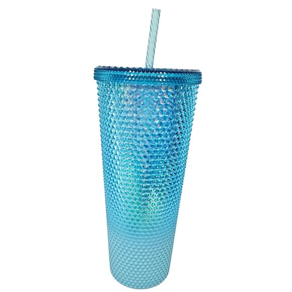 Starbucks 2023 Gradient Blue Studded Bling Ombrรฉ Venti 24oz Cold Cup Tumbler - Picture 3 of 6